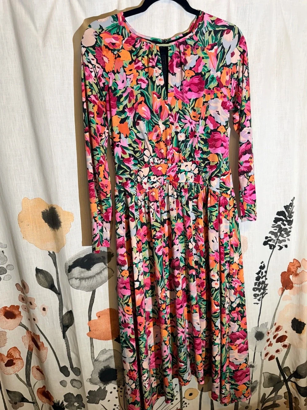 Maggy London Pink Floral Asymmetrical Handkerchief Hem Dress - Size 8